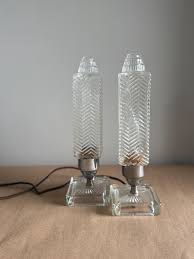 1930s Art Deco Glass Table Lamps, Vintage Skyscraper Design ...
