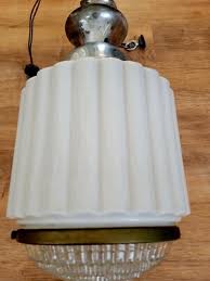 Antique 1920s Art Deco Milk Glass Skyscraper Ceiling Lamp ...