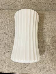 Vintage White Ribbed Cylinder Glass Swag Lamp Shade Large ...