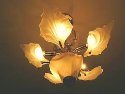 Magnificent Murano style ceiling lamp w. 5 petals as a big white flower 22"x48"h | eBay