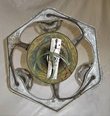 ANTIQUE ART DECO ERA METAL CEILING SEMI - FLUSH CHANDELIER ...