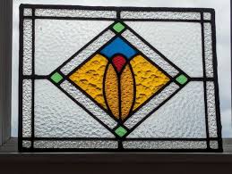 Outstanding English 1930's Art Deco Compact Stained Glass Panel | eBay