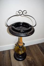 Vintage Ashtray Standing Swag Lamp Style Glass Wood Metal Floor Pedestal Smoking Stand Art Deco Mid Century Modern Amber Glass Retro Decor - Etsy