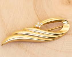 Vintage Art Nouveau Intricate Leaf Elven Spiral Gold Tone ...