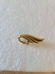 Vintage Gold Tone Rhinestone Solitare Art Deco Style Swirl ...