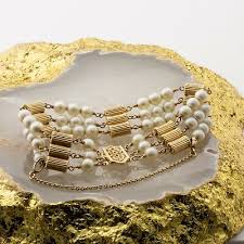 Vintage 14K Yellow Gold Cultured Pearl Bracelet Circa 1960 | eBay