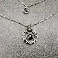 Liz Claiborne Layered Necklace Double Chain Faceted Stone Silver Tone Jewelry | eBay