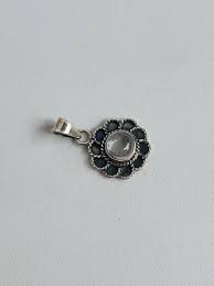 Antique 925 Sterling Silver Pendant,flower Shape 20*16mm Size,8mm Round Natural Crystal Cabochons ,gifts for Her, Party Wear,baby Shower - Etsy