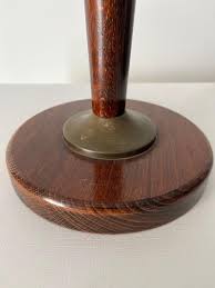 20th Century Art Deco Brass and Wood Table Lamp, France ...