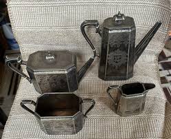 Antique 1850 England Silver plated Tea Coffee Set Teapot Cream Sugar Marked | eBay