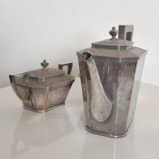 1940s Art Deco Silver Plate Tea Set by Lawrence B Smith at 1stDibs | lbsco, lawrence b smith silver company, art deco silver tea set