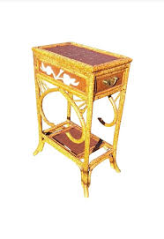 Mother-Of-Pearl Decorated Rattan Flip Top Side Table Cabinet ...