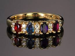 Oval 4 Stone Mothers Ring with Diamonds - Mothers Rings