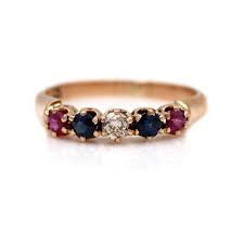 Vintage .50 CTW 14 Karat Rose Gold Ruby Diamond Sapphire Gemstone Wedd – Vintage Diamond Ring