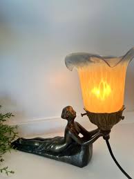 Vintage Art Nouveau /art Deco Metal Figural Table Lamp ...
