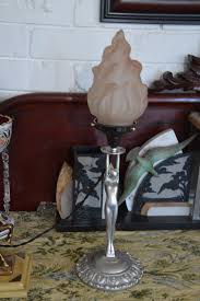 A Superb Art Deco Flame Shaded Naked Lady/Diana Lamp