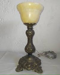 Antique Brass Lamp with Onyx White Dome Unusual Beautiful ...