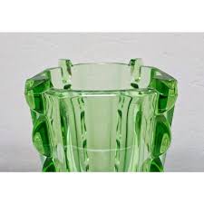 Art Deco Green Glass Sculpural Vase, 1960s | Chairish