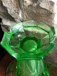 Vintage Uranium Glass Vase Art Deco Stolzle Hermanova Czech ...