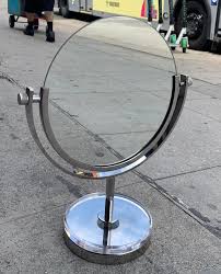 Charles Hollis Jones Two-Sided Vanity Mirror in Polished Nickel and Lucite For Sale at 1stDibs