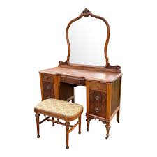 1920s Antique Burled Mahogany and Walnut Vanity With Mirror ...