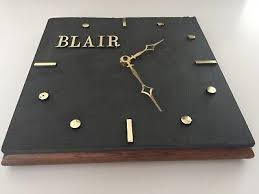 Vintage 1970's Slate / Oak Wall Clock - Blair Clock Co. 9” Square ~ Rare! | eBay