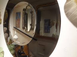 Large Italian Fontana Arte Style Round Beveled Mirror For Sale at 1stDibs