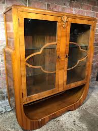 Large English 1930 Art Deco Walnut Display Cabinet in Mint Condition at 1stDibs | art deco cabinet, 1930s display cabinet