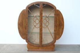 Art Deco Walnut and Glass Cabinet, 1930s for sale at Pamono