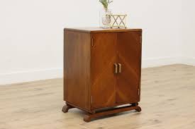 Art Deco Vintage Walnut Bar Cabinet, Pull Out Shelf