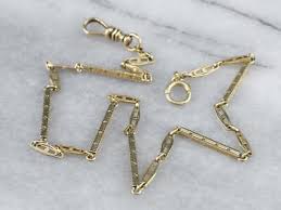 Antique Bar Link Green Gold Watch Chain | eBay