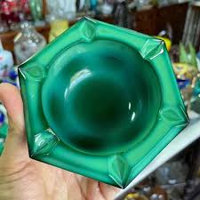 Antigo Cinzeiro Tcheco Art Deco Vidro Jade Malaquita Glass | Parcelamento sem juros