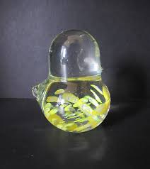 Vintage Art Glass hand blown chunky glass bird clear yellow ...