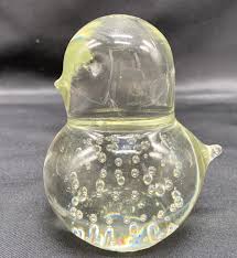 Lefton Art Glass Bird Chic Controlled Bubbles Paperweight ...
