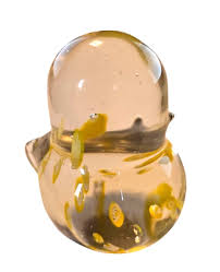 Duck Paperweight Art Glass Hand Blown Bits Yellow Millefiori ...