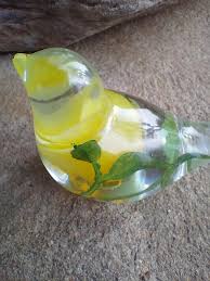 Floral Bird Figurine Yellow Rose Paperweight or Table Decor ...