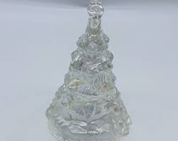 Vintage Studio Art Glass Clear Iridecent Christmas Tree 6”T ...