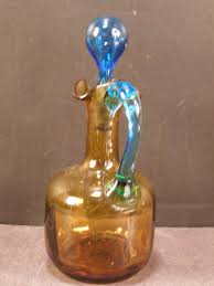 Victorian Moser Bohemian Amber Blue Cylindrical Blown Glass Cruet Hollow Stopper - Etsy Norway