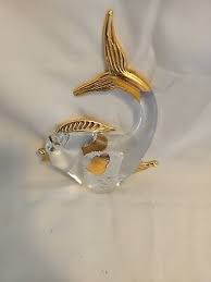 Vintage Murano Italian Clear Silver Art Glass Fish Figurine ...