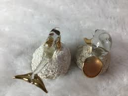 Set of 2 Blown Glass Pieces Manatee And Dolphins Gold Accent ...