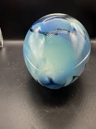 Blown Glass Vase Iridescent Blue Purple Black Swirl Signed Mark A. ? Art Glass | eBay