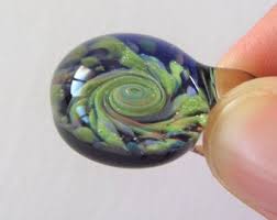 Cobalt Blue Background Spiral Necklace in Durable Pyrex on Satin Finished Cord - Etsy