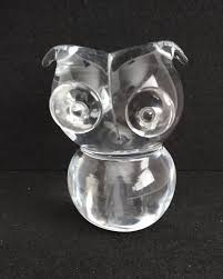 UNIQUE crystal glass OWL statue almost 2 pounds Big Round ...