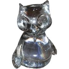 Vintage Clear Glass Handblown Owl Figurine. For Sale at Ruby ...