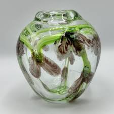 Vintage Heavy Hand Blown Paperweight/Art Glass Vase “Sweet Peas” /cb – Pathway Market