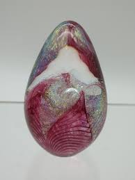 Glass Eye Studio GES 96 Pink Cranberry Passion Flower USA EGG Glass Paperweight | eBay