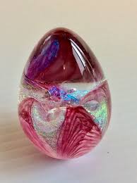 Glass Eye Studio GES 95 Cranberry Passion Flower USA EGG Glass Paperweight | eBay