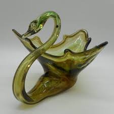 Vintage Amber Viking Hand Blown Swan Trinket Dish Art Glass - Etsy New Zealand