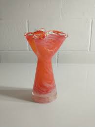 Vintage Vase Red & White Colored Confetti Art Glass 6.25" | eBay