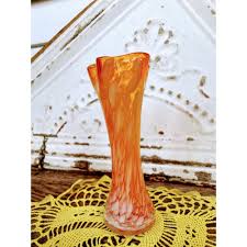 Vintage Art Glass Stretch Vase Ruffled Spattered End of Day ...